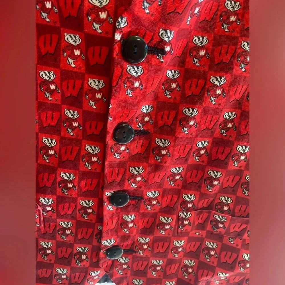 Men’s Vintage UW Madison Wisconsin Bucky Badger Button‎ Up Vest 80s 90s